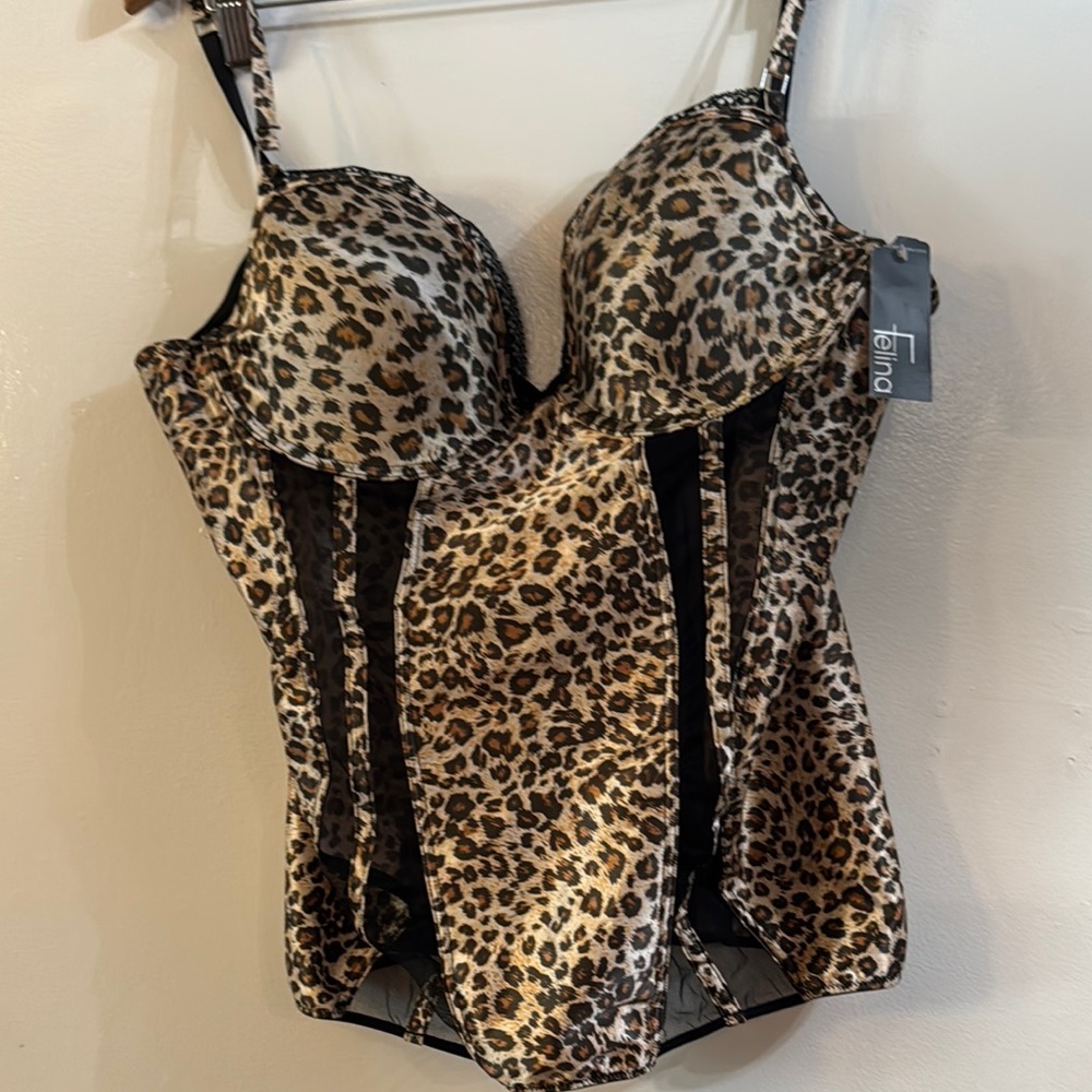 Felina Animal Print Bustier with Black Details